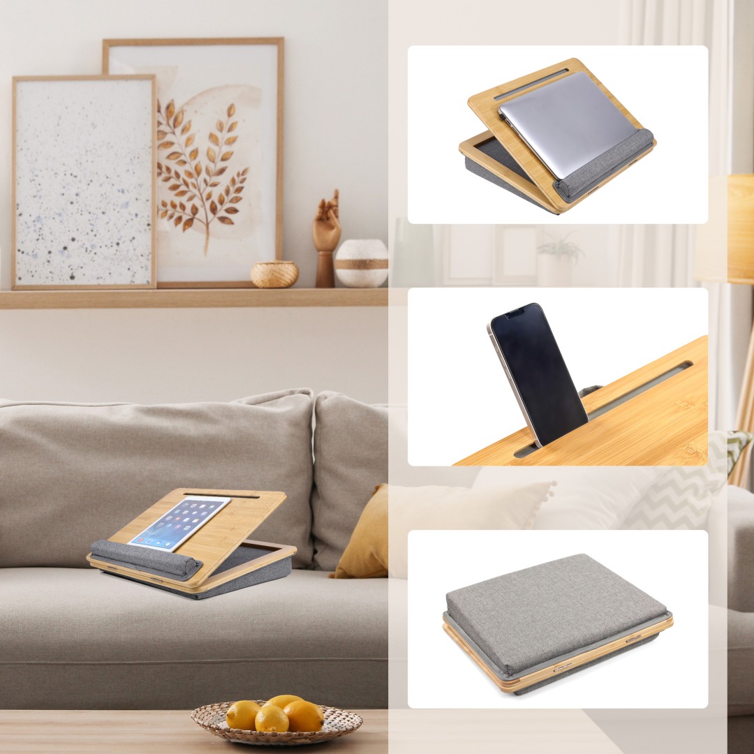 HJH Laptopunterlage Laptop Kissen COMFILAP III 42 x 34 cm, einstellbar braun grau