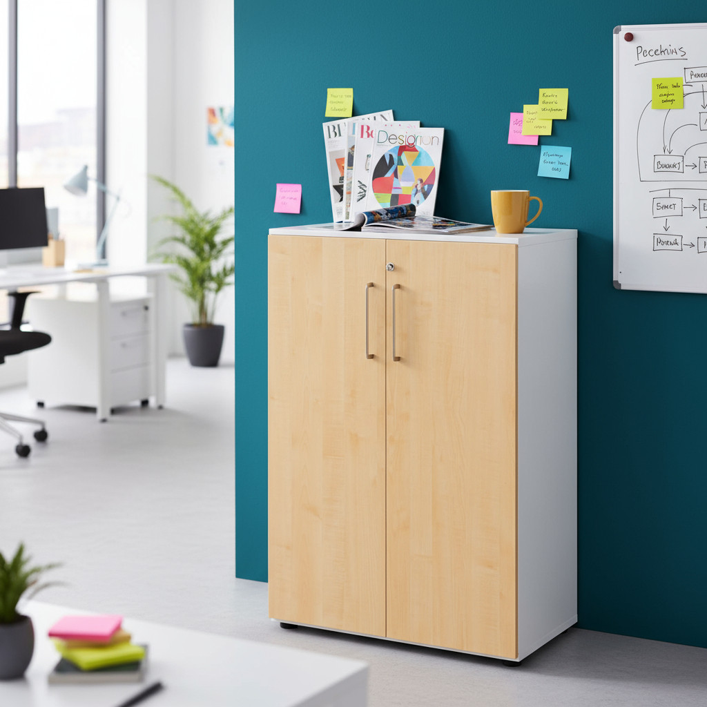 Home Office Einrichtung mit Aktenschrank - wohnlich und organisiert