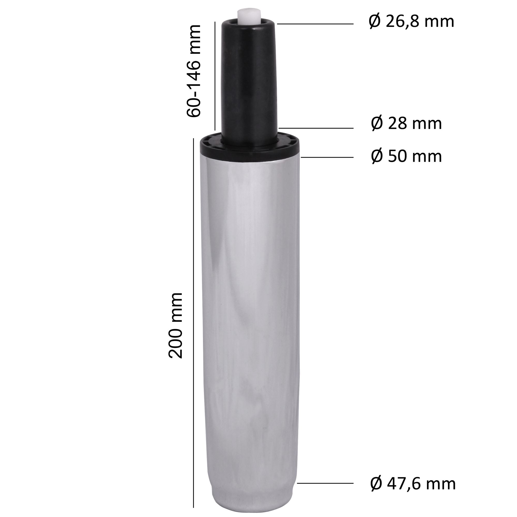 Skyport Gasdruckfeder 195 x Ø 50 mm für Bürostuhl - Chrom
