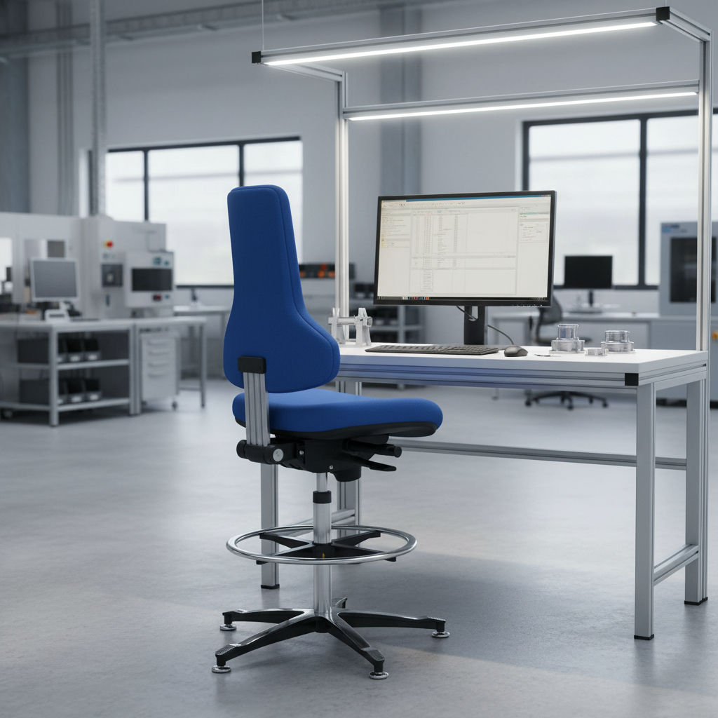 Dauphin Tec profile ESD Counterstuhl mit verchromtem Fußring und leitfähigen Komponenten