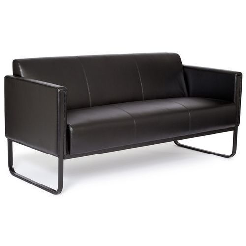 HJH Loungesofa BALI BLACK Gestell schwarz Kunstleder glatt 3-Sitzer schwarz