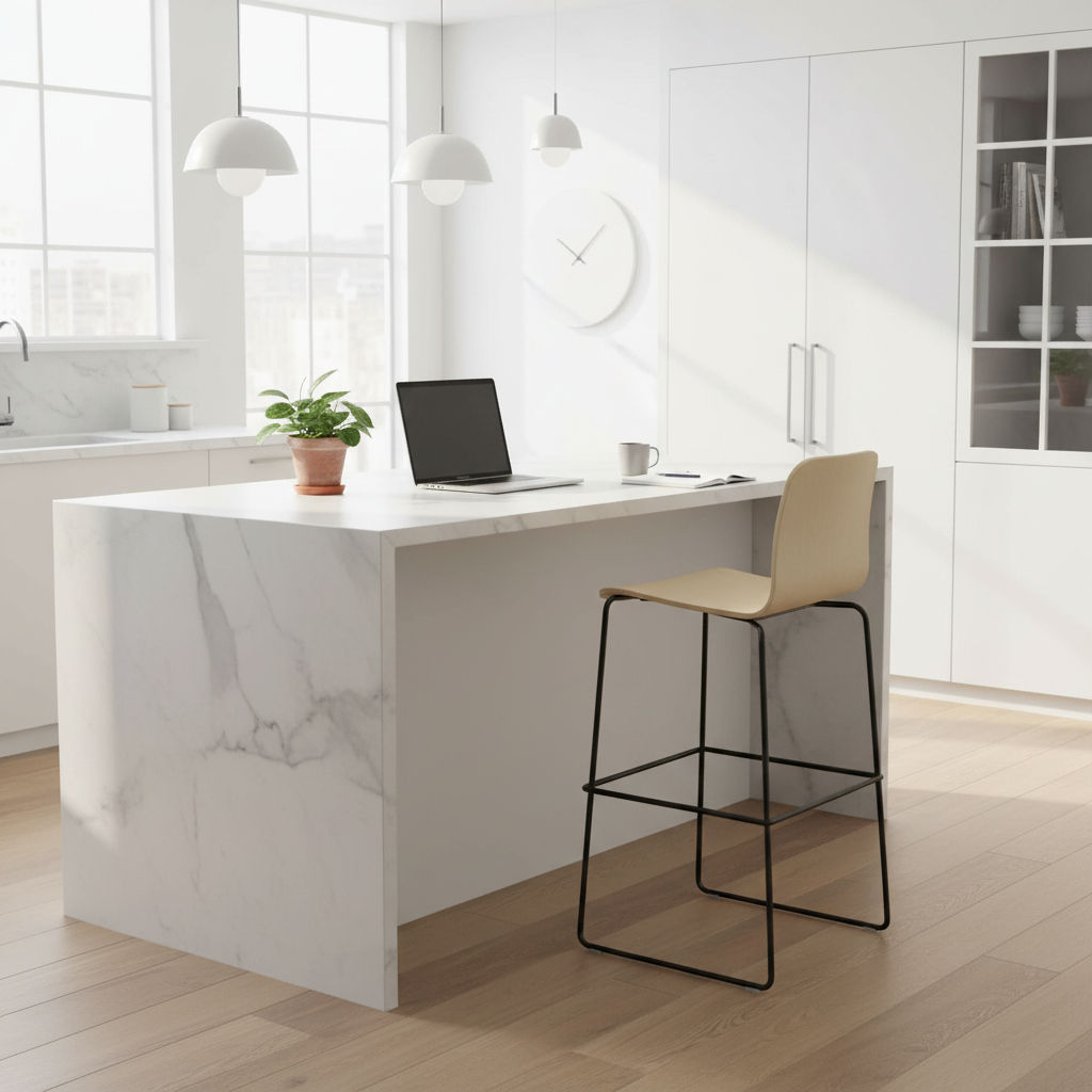 Detailansicht der ergonomischen Sitzschale und der integrierten Fußablage