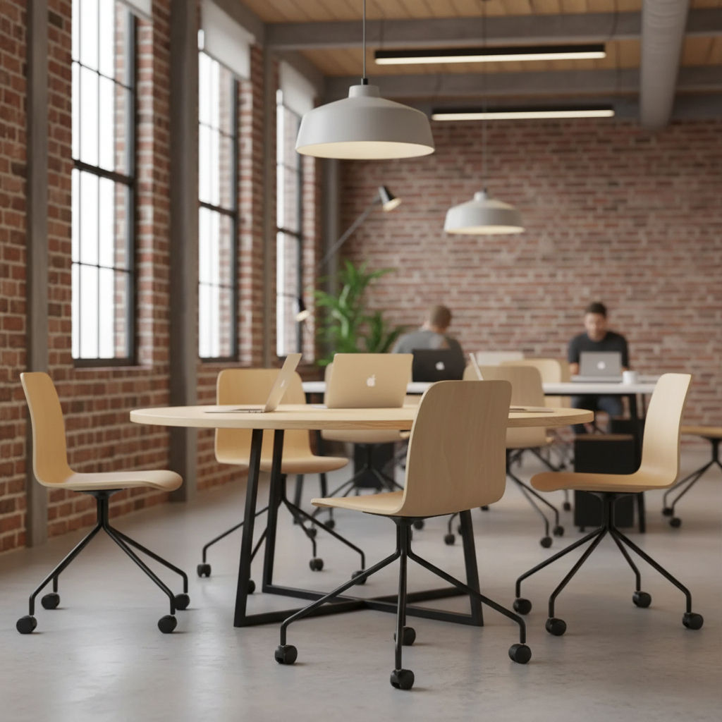 Detailansicht des stabilen Vierfußgestells und der ergonomischen Sitzschale