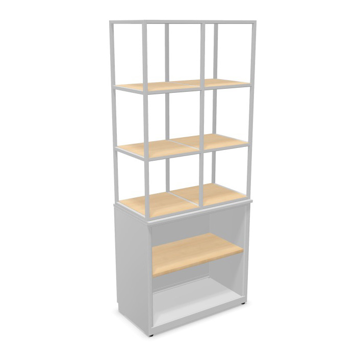 Regalschrank Be 80 cm breit mit 3-reihigem Aufsatz