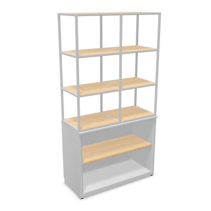 Regalschrank Be 100 cm breit mit 3-reihigem Aufsatz