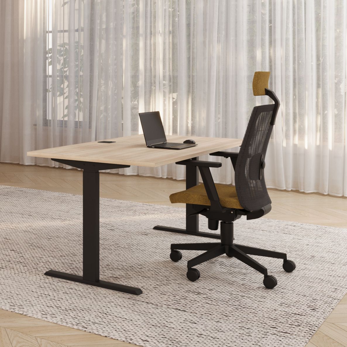 Bürostuhl mit hoher Rückenlehne in Schwarz