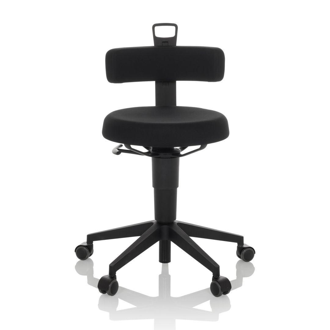 Arbeitshocker mit Stoffsitz und beweglicher Mechanik