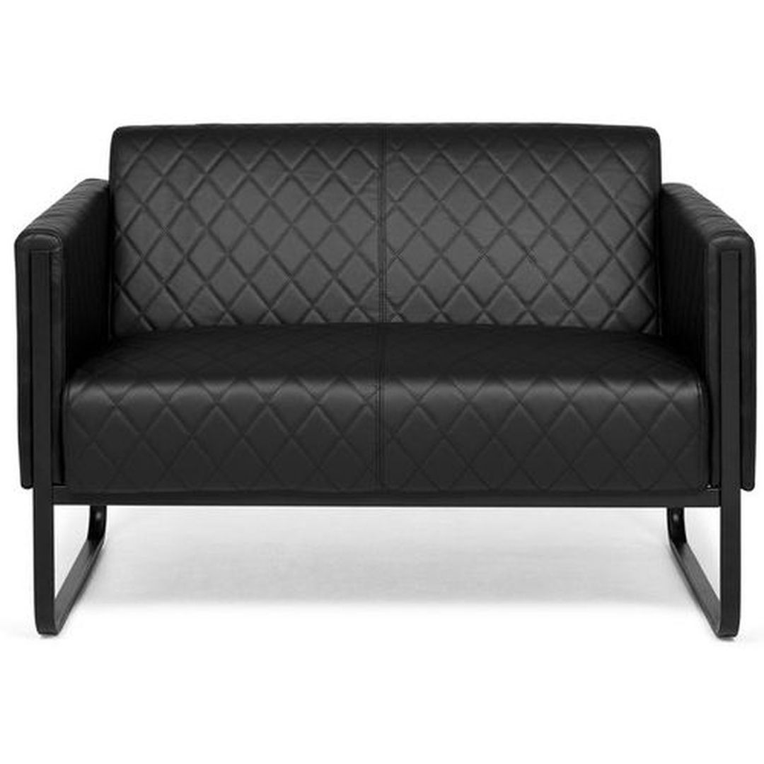 Loungesofa als Zweisitzer in Kunstleder Schwarz