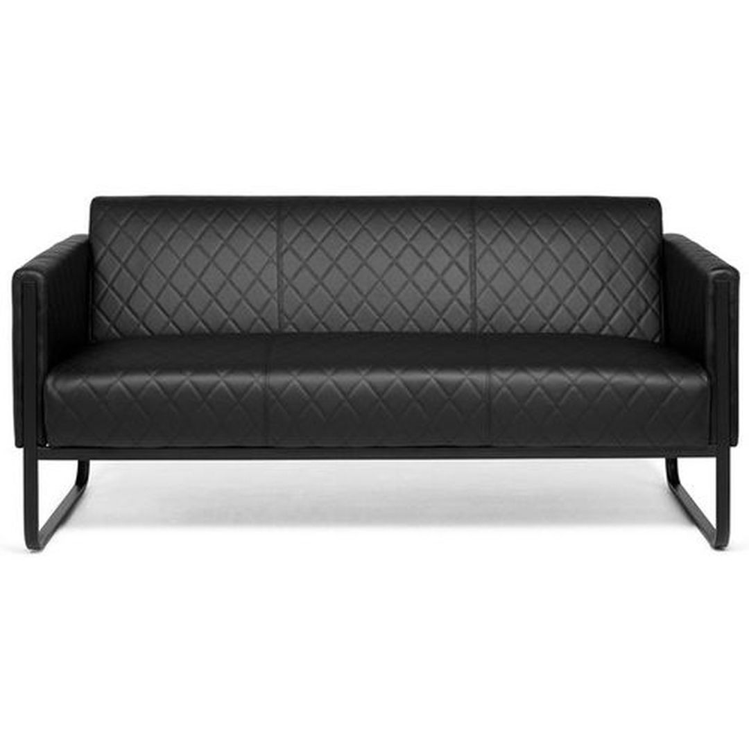 Loungesofa als Dreisitzer in Kunstleder Schwarz