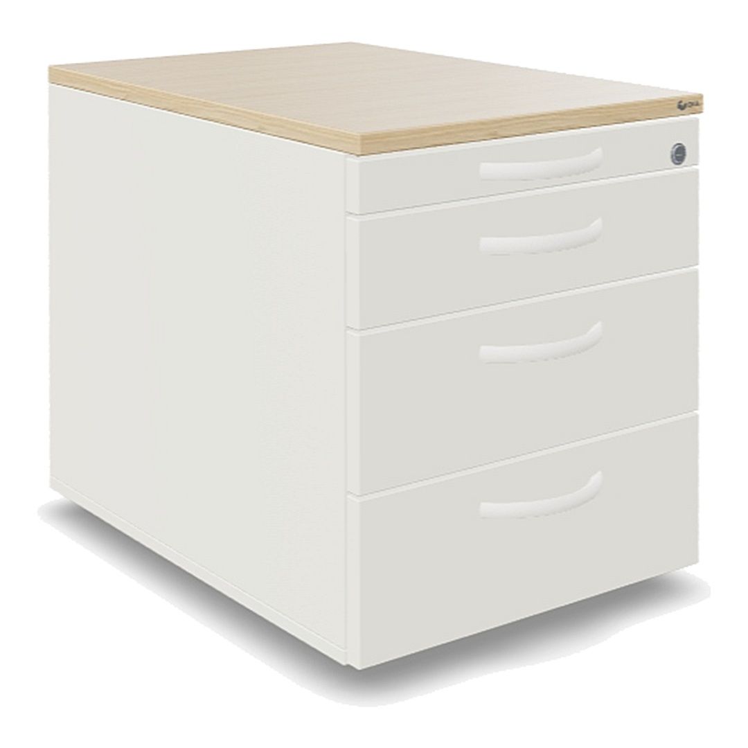 Weißer Rollcontainer OKA FlexLine mit 60 cm Tiefe