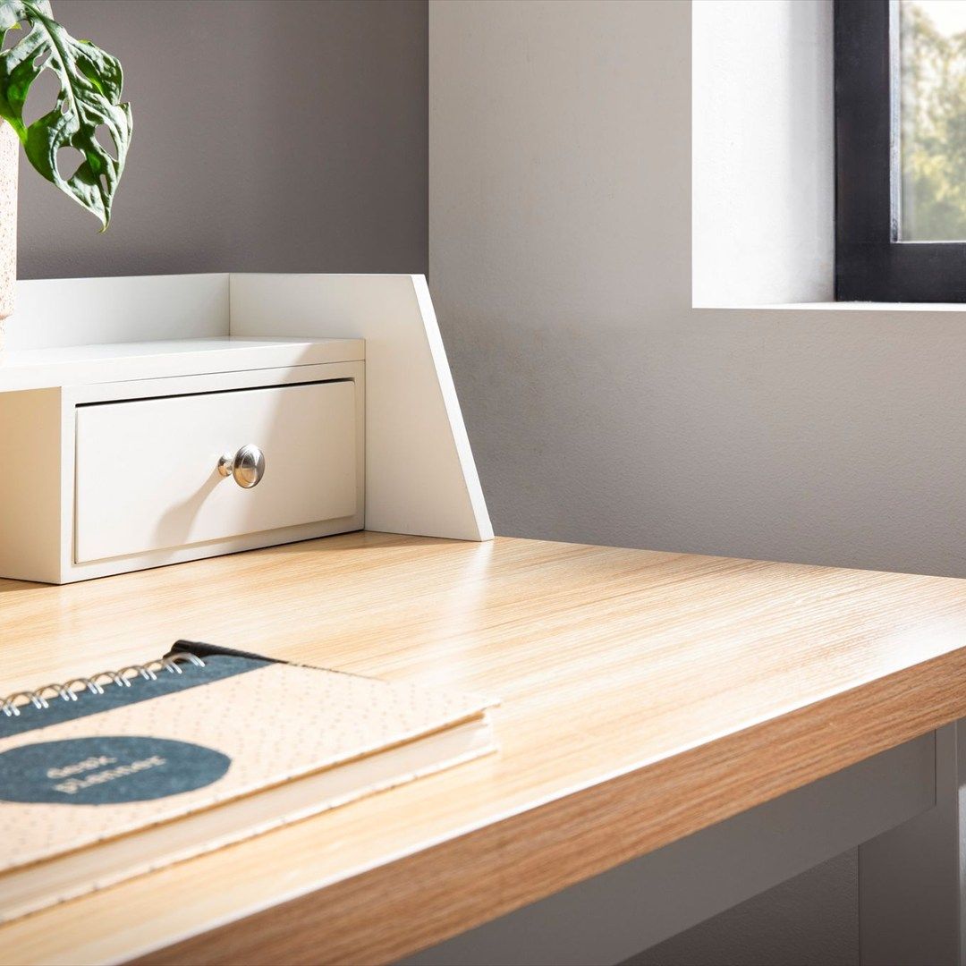 Schreibtisch 106 x 53 cm mit Schublade - Weiß von Wohnling - Produktbild 4 von 6