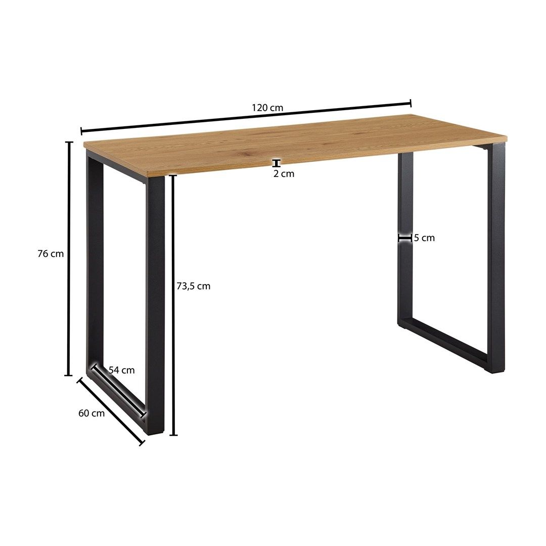 Schreibtisch 120 x 60 cm - Eiche-Dekor/Schwarz von Wohnling - Produktbild 6 von 6