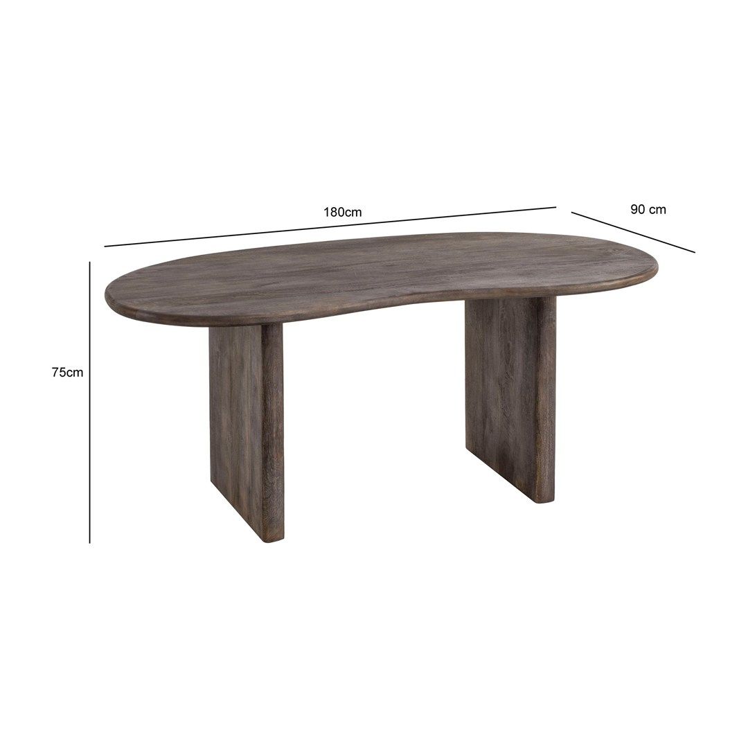 Schreibtisch Fifties Akazie Massivholz Nierenform 180 x 90 cm von Wohnling - Produktbild 5 von 5