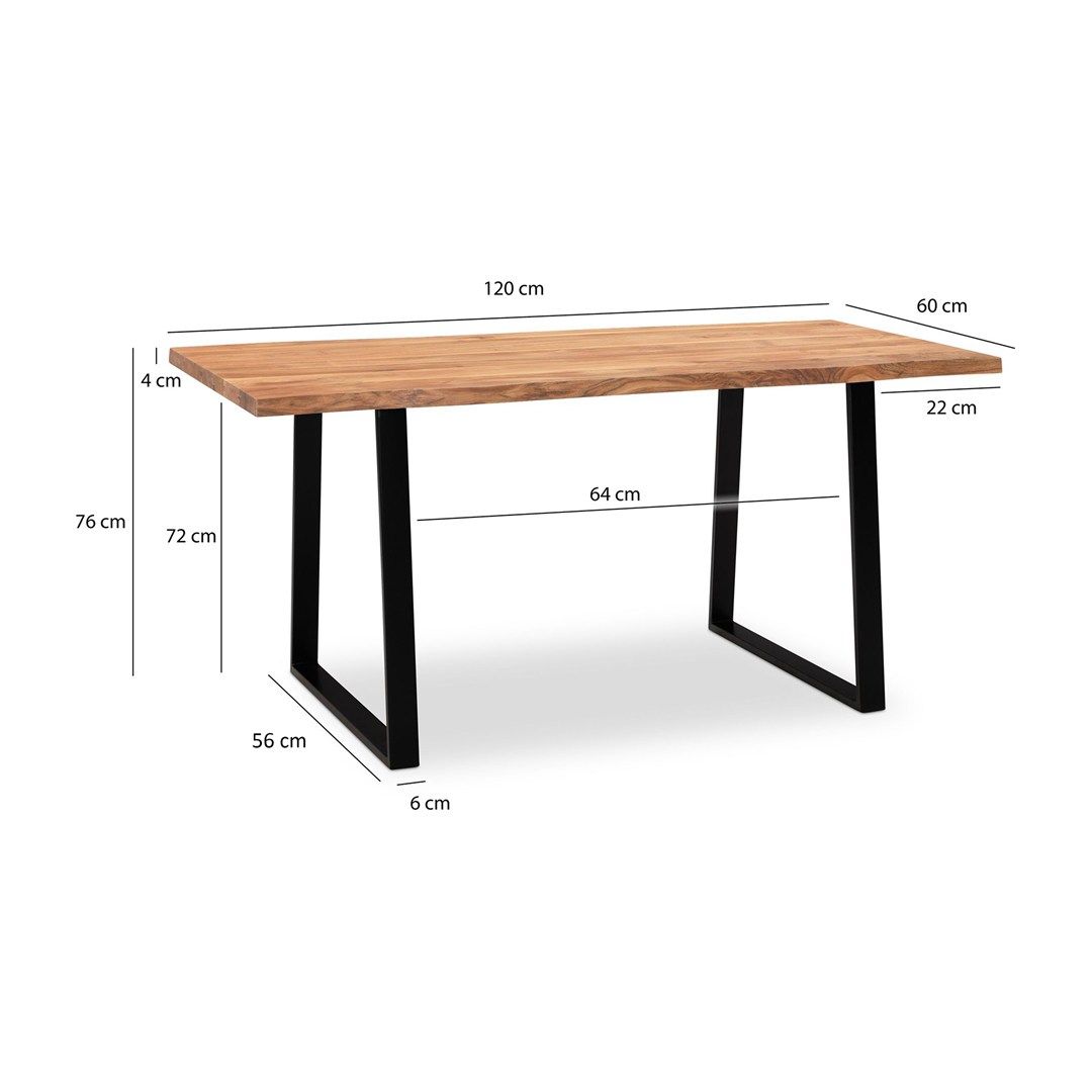 Schreibtisch Taiga Akazie Baumkante mit Trapezbeinen - Schwarz von Wohnling - Produktbild 6 von 6