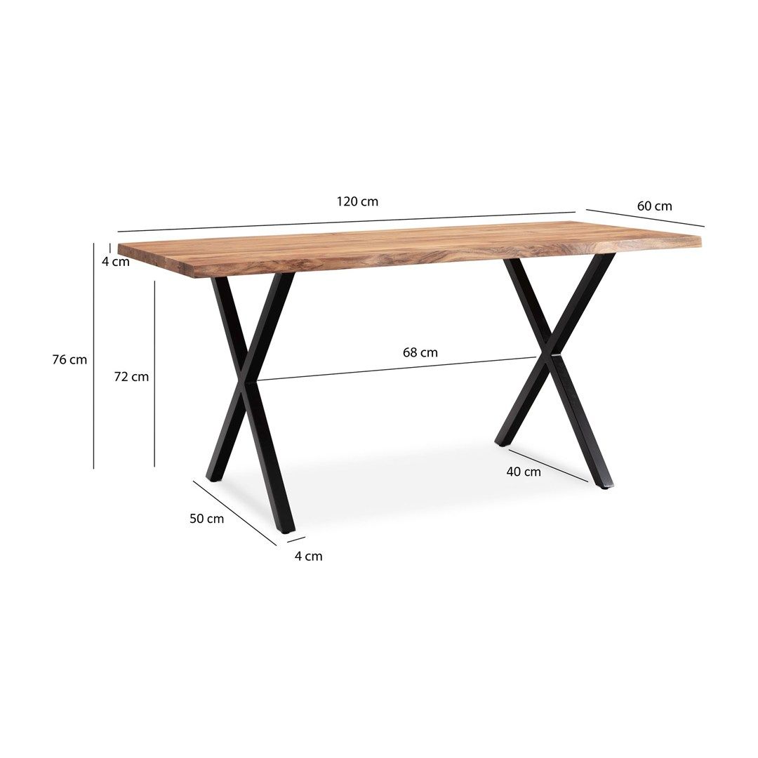 Schreibtisch Taiga Akazie Baumkante mit X-Beinen - Schwarz von Wohnling - Produktbild 6 von 6