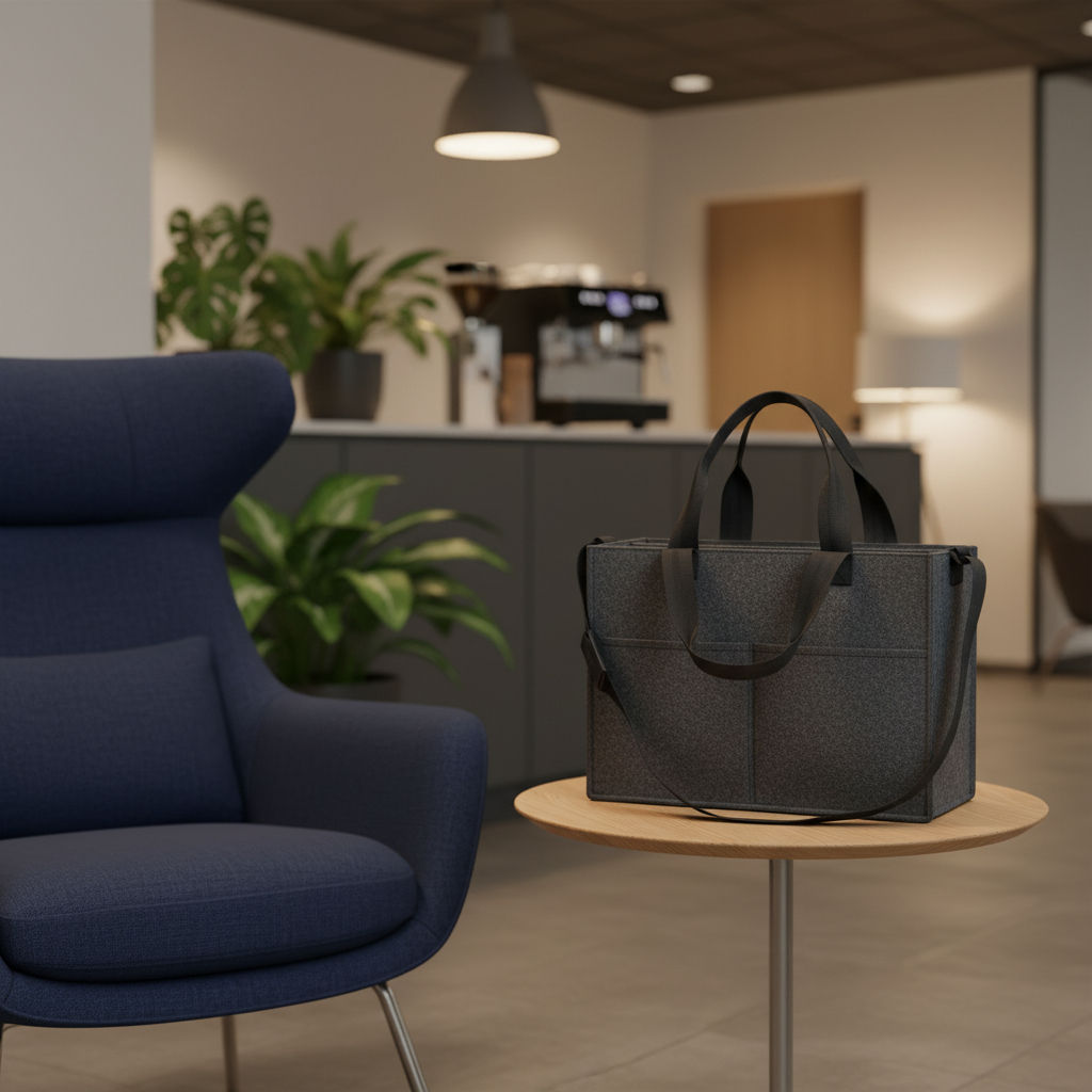 Detailansicht der kompakten und stabilen Desk Sharing Tasche von Sigel