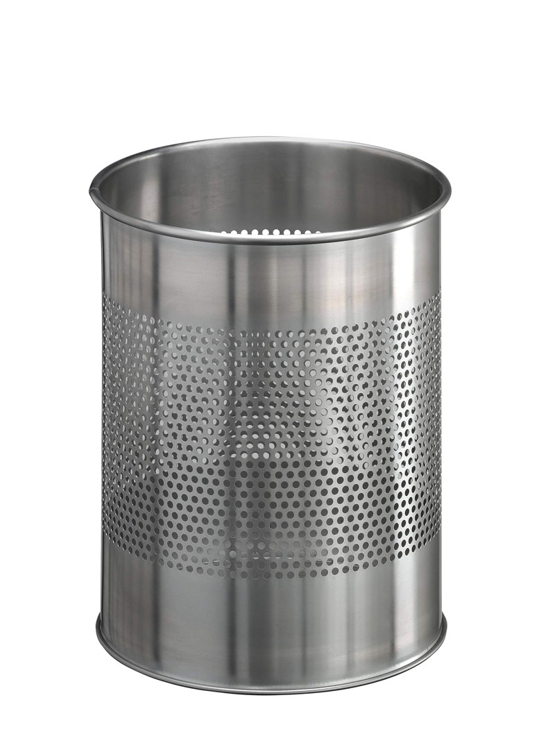 Durable Papierkorb Edelstahl 15 l rund mit Perforation 165 mm