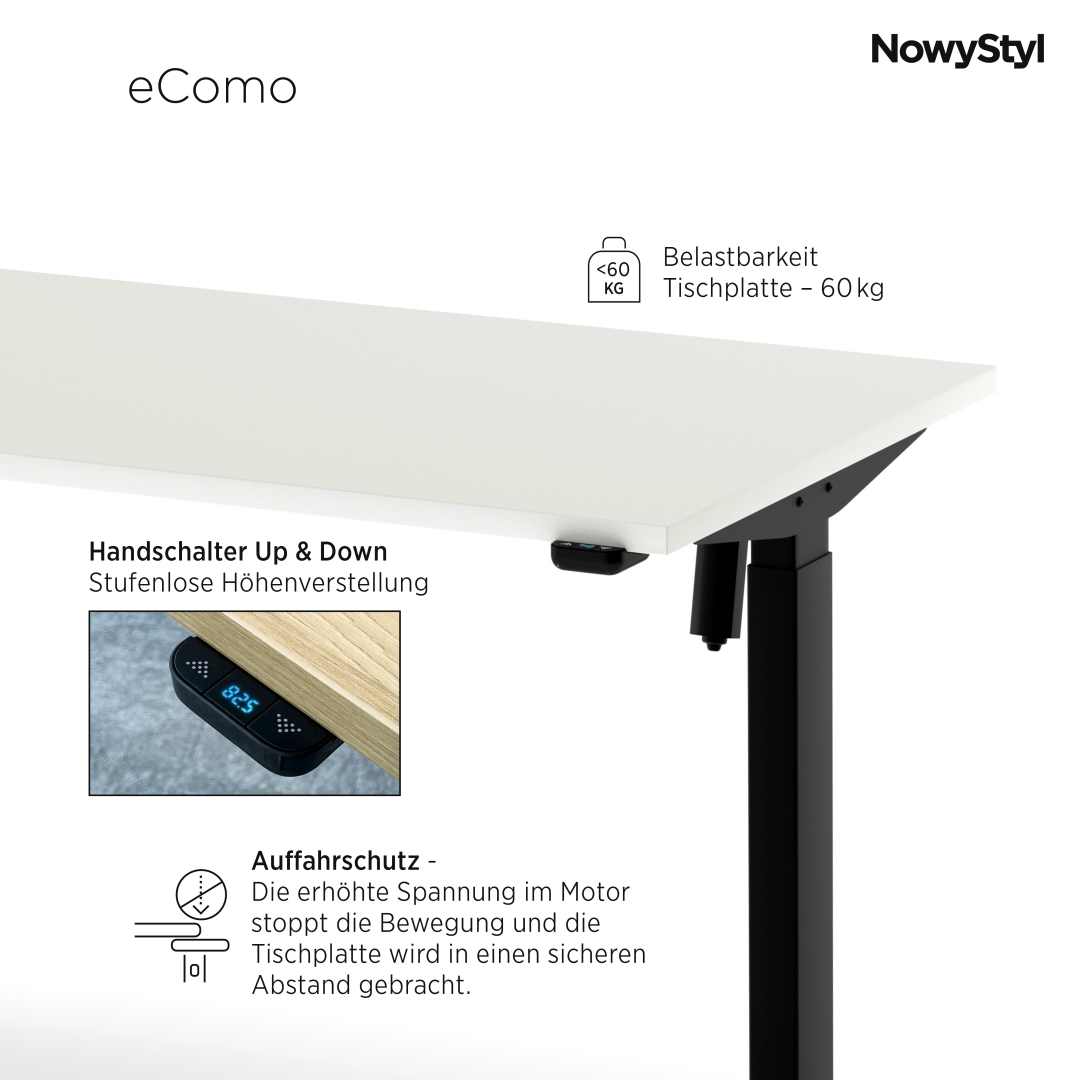 Detailansicht eComo Schreibtisch mit elektrischer Höhenverstellung