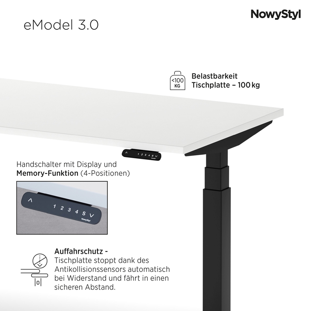 eModel 3.0 Schreibtisch mit Touch-Bedienfeld und elektrischer Höhenverstellung