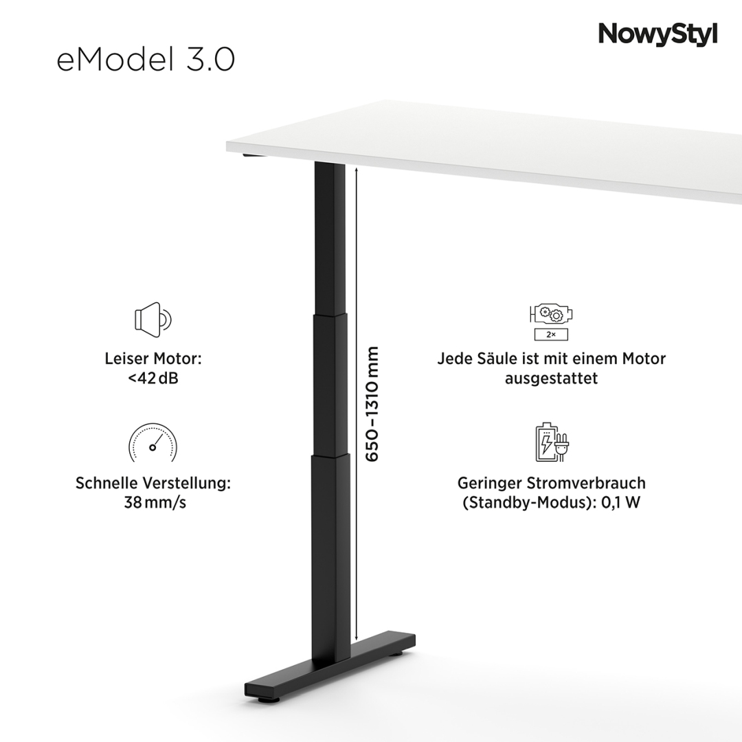 Moderner Arbeitsplatz mit eModel 3.0 und Prox Mesh Black