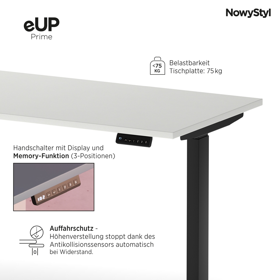 eUP Prime Schreibtisch mit elektrischer Höhenverstellung und Memoryfunktion