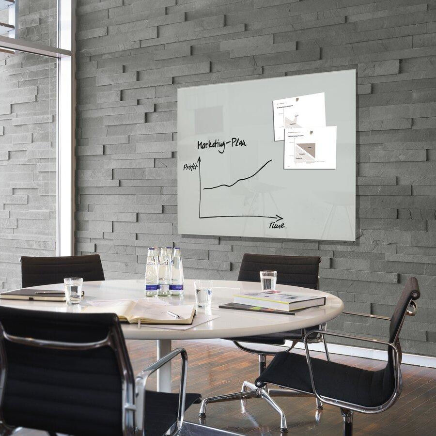 Glas-Whiteboard Artverum in hochglänzendem Grau für professionelle Büroumgebungen