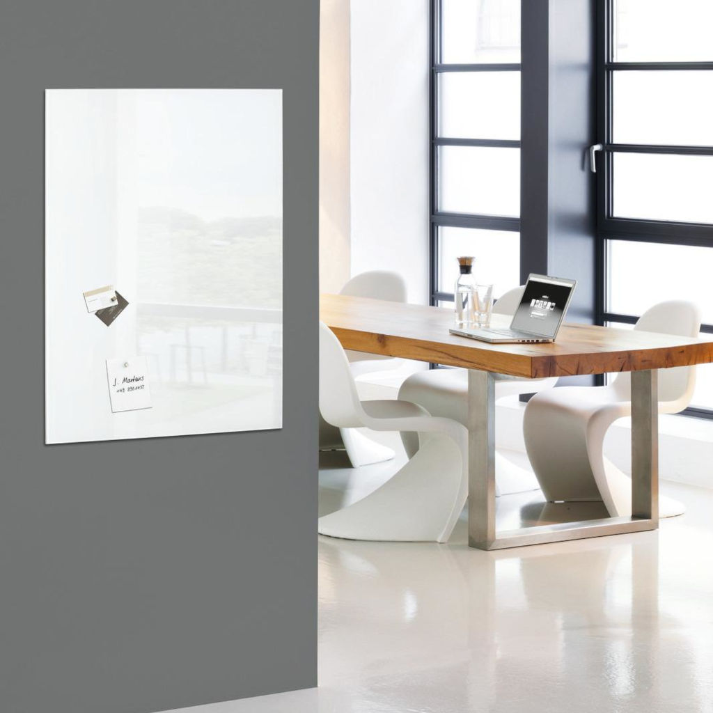 Glas-Magnettafel Artverum in hochglänzendem Super-Weiß für moderne Organisation