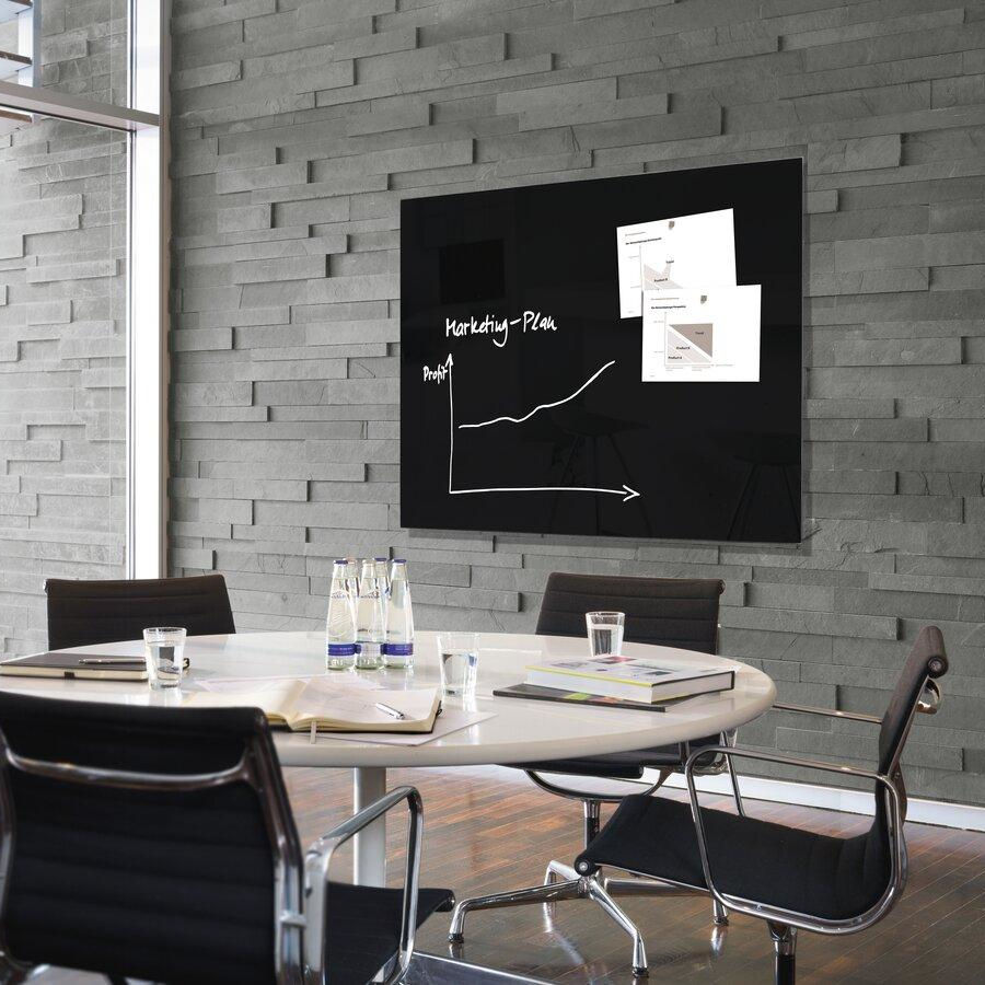 Glas-Whiteboard Artverum in hochglänzendem Schwarz als modernes Design-Element