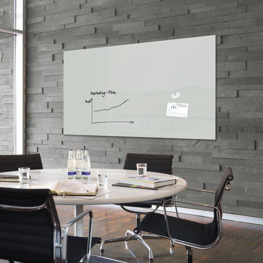 Großformatiges Glas-Whiteboard Artverum im Format 180x120 cm in Hochglanz-Grau