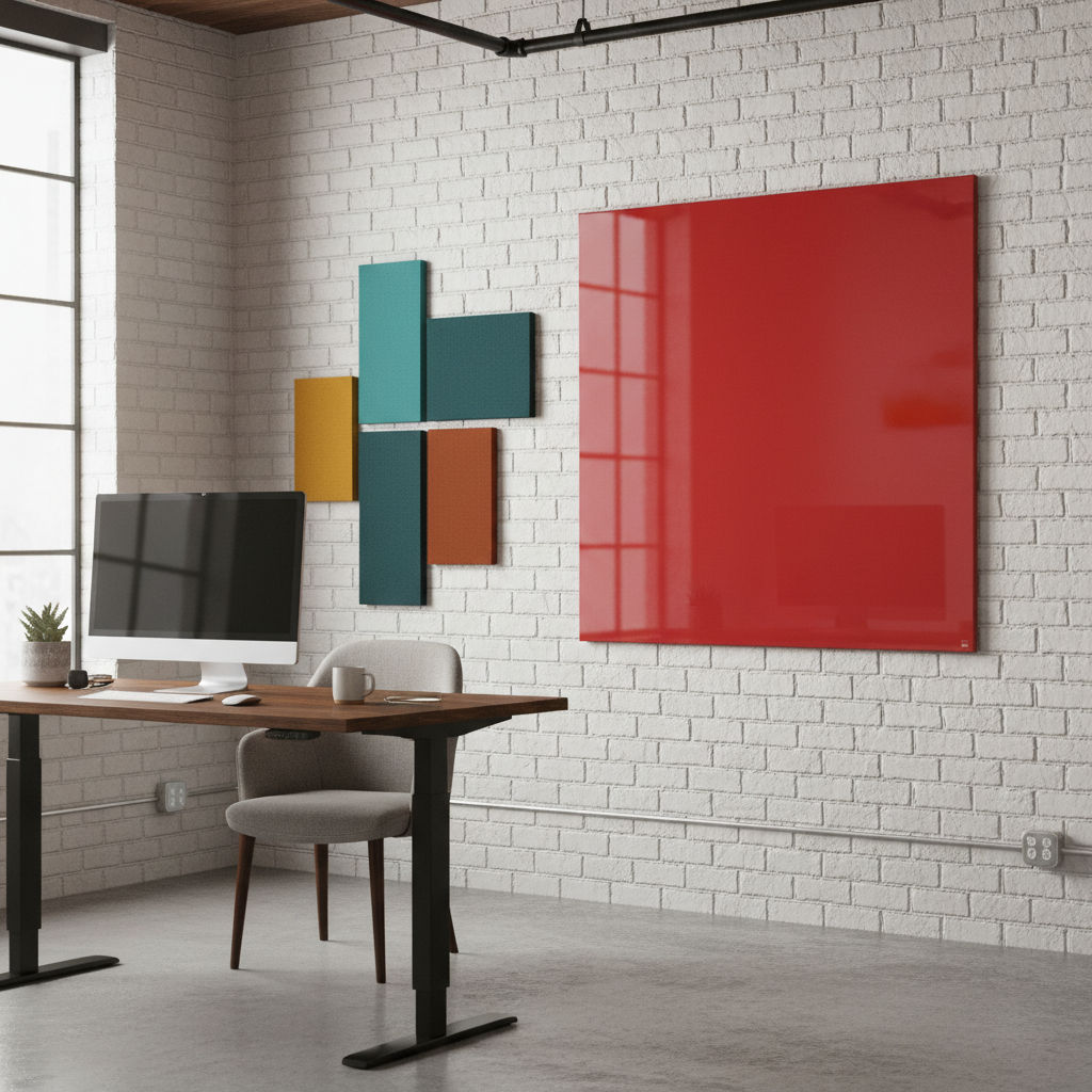 Rotes Sigel Artverum Glas-Magnetboard GL202 im Format 100x100 cm