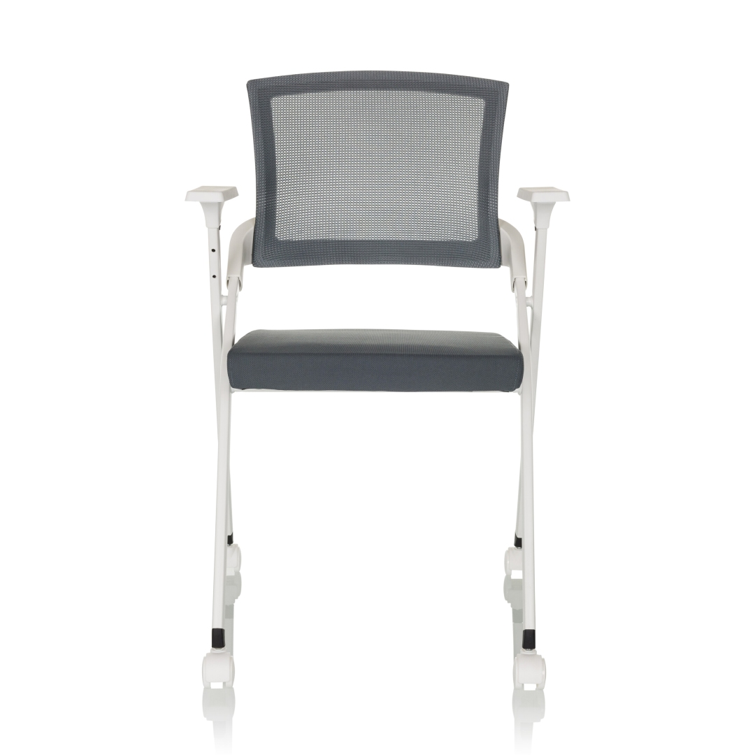 HJH Besucherstuhl Klappstuhl PRIORITY II W Netzstoff Stoff grau