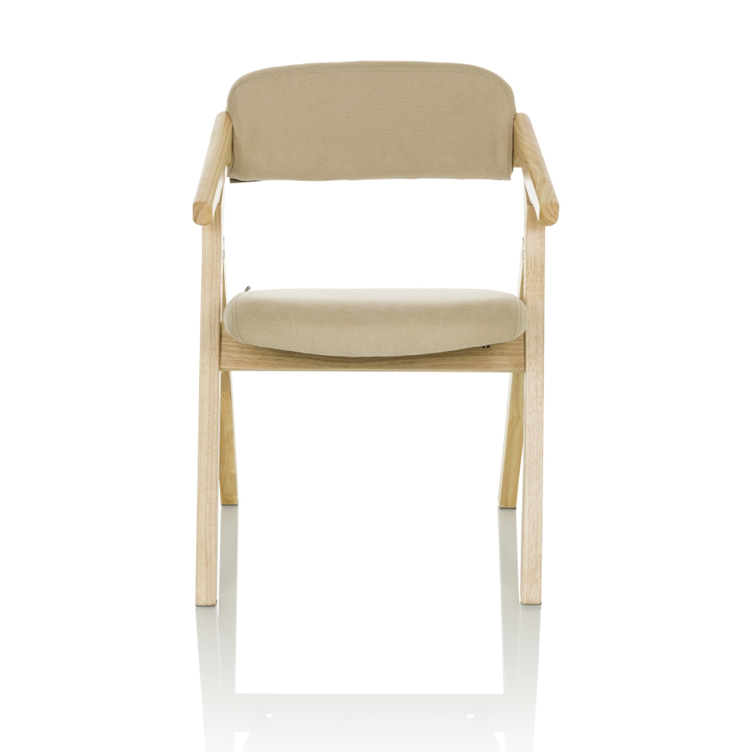 HJH Besucherstuhl Klappstuhl SCANDIO Holzrahmen Stoff beige