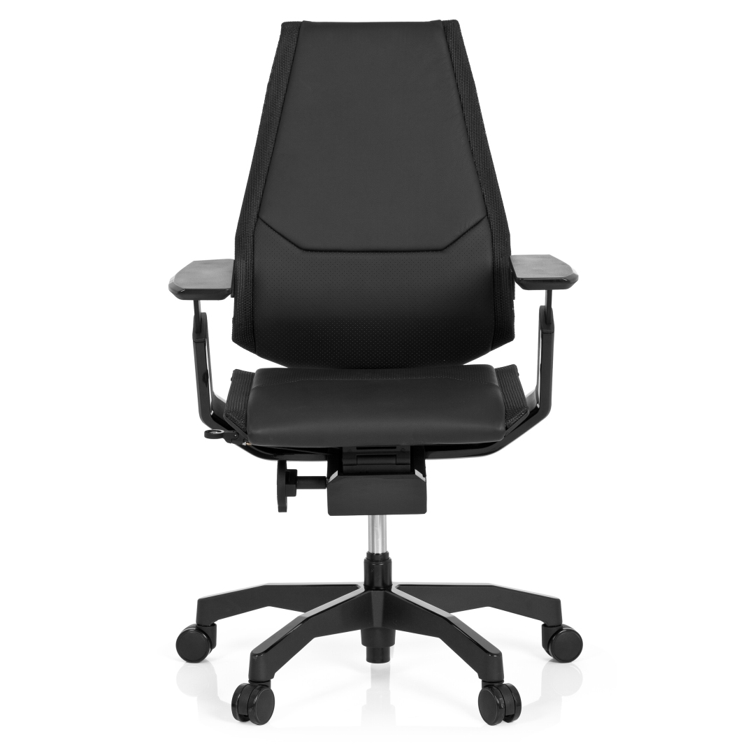 HJH Bürostuhl Drehstuhl GENIDIA BLACK Leder schwarz