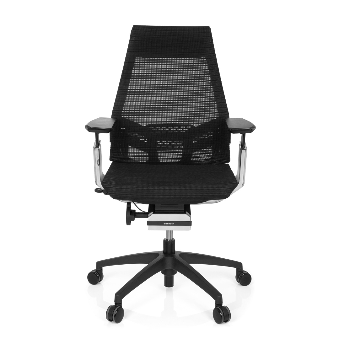 HJH Bürostuhl Drehstuhl GENIDIA SMART BLACK CM Netz schwarz AL Chrom