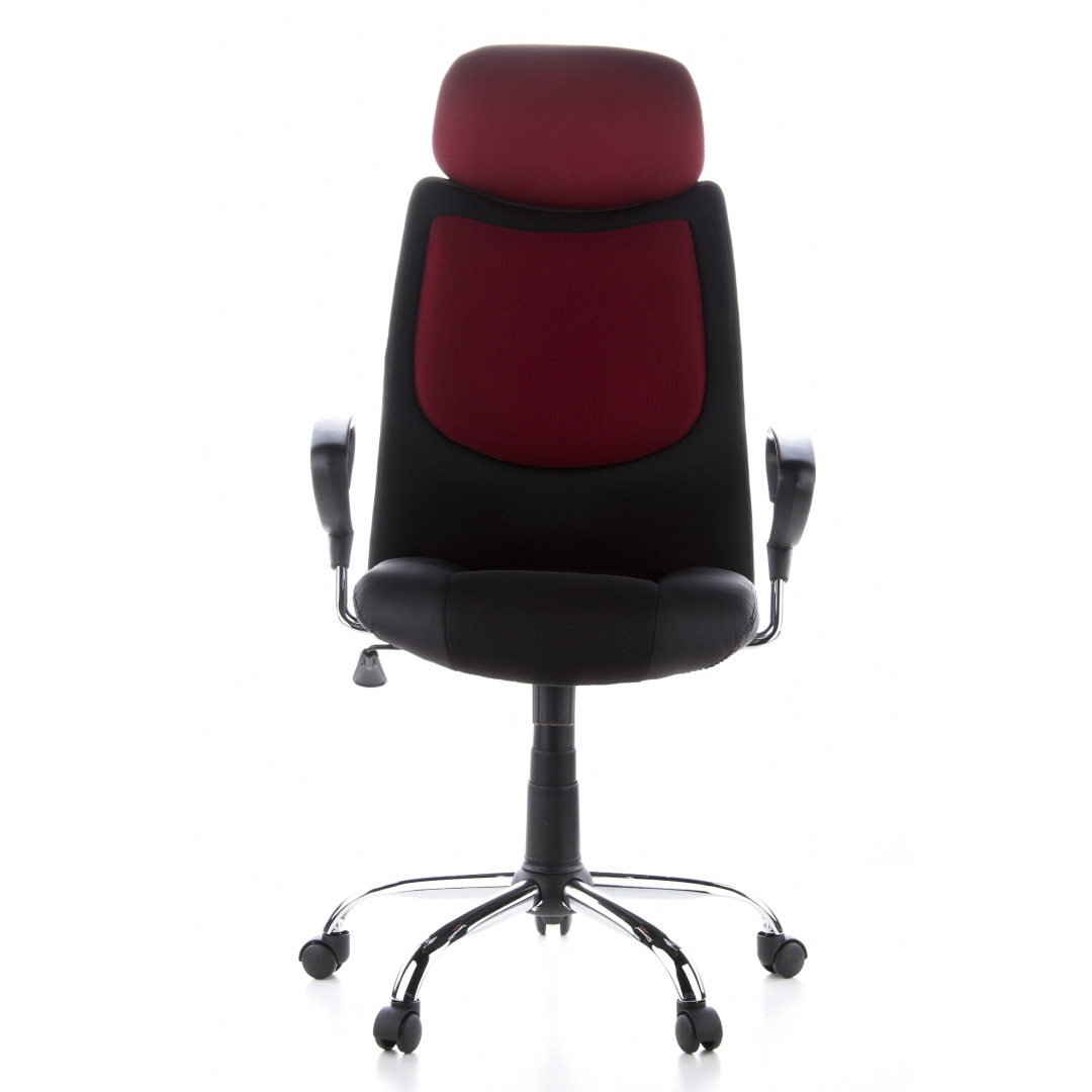 HJH Bürostuhl Chefsessel CITY 80 Kunstleder Stoff schwarz bordeaux Chrom