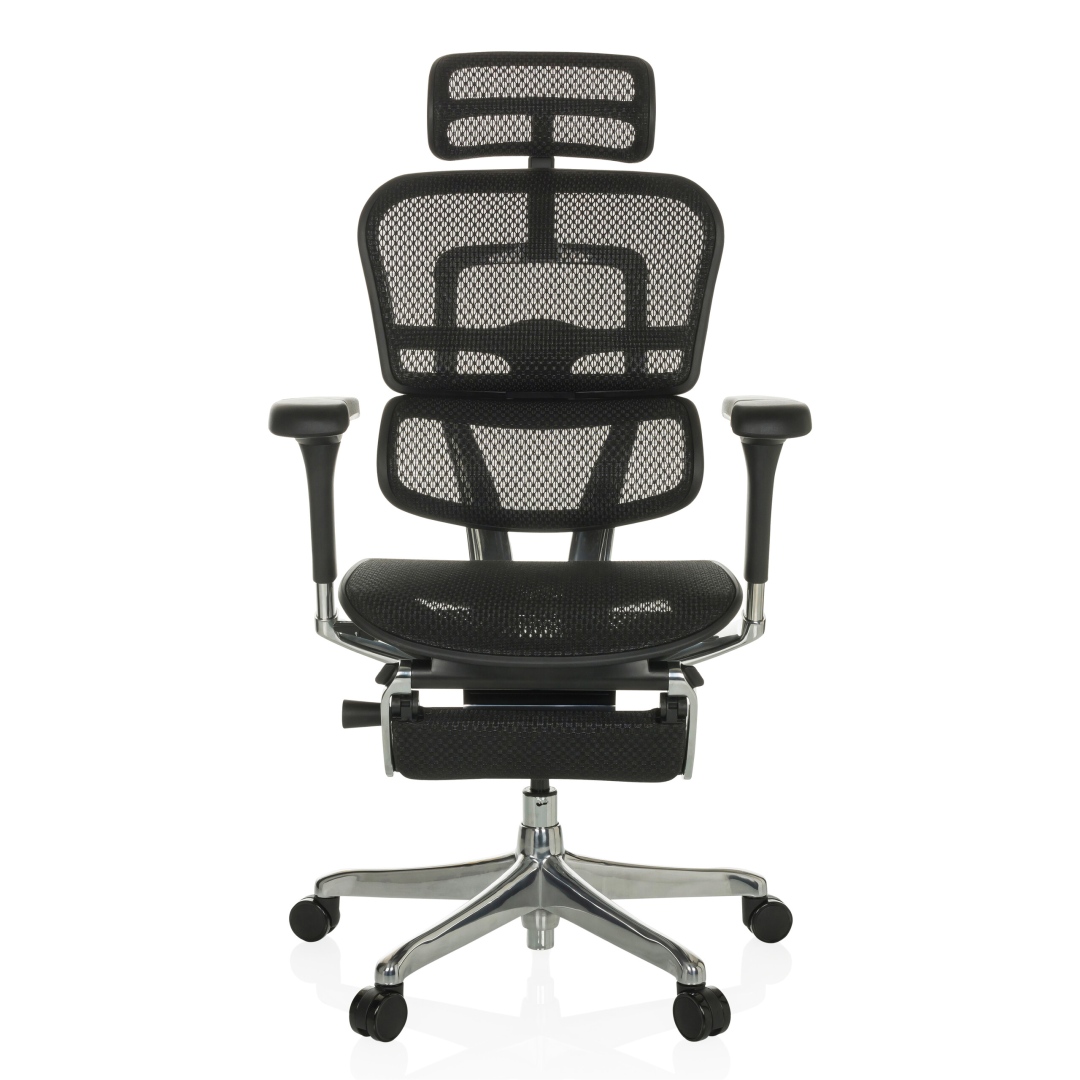 HJH Bürostuhl Chefsessel ERGOHUMAN PLUS LEGPRO GEN2 mit Beinablage Netz schwarz