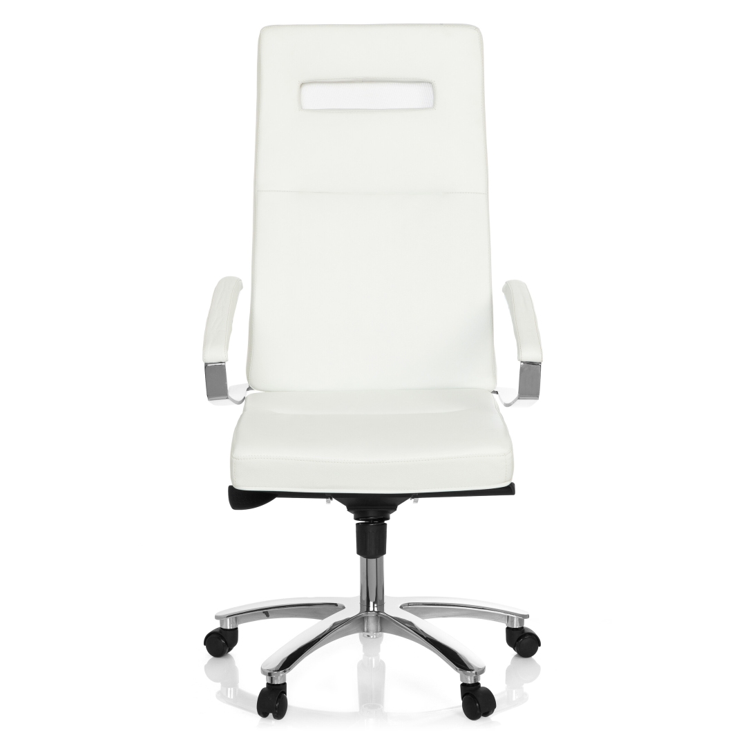 HJH Bürostuhl Chefsessel PALANGA Leder weiß Chrom