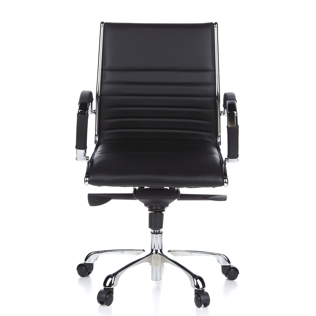 HJH Bürostuhl Chefsessel PARMA 10 Leder Chrom