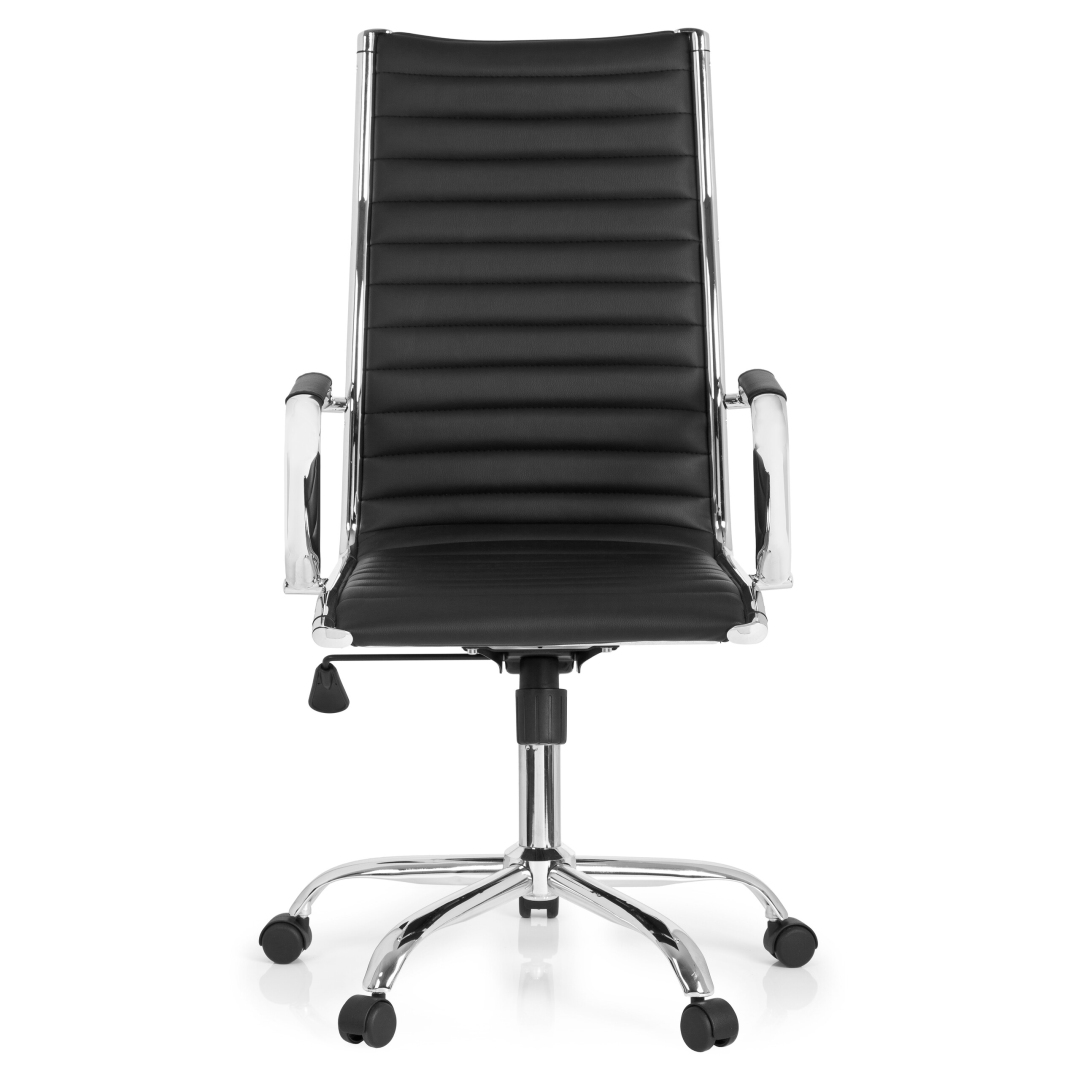 HJH Bürostuhl Chefsessel VEMONA 20 PU schwarz Chrom