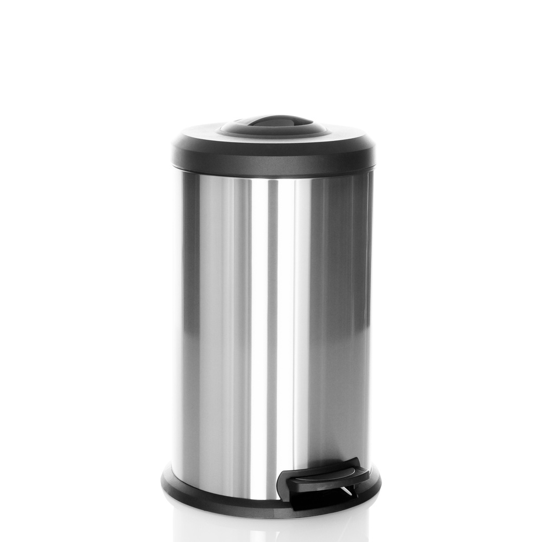 HJH Abfallsammler Mülleimer CLEAN X 40L Stahl mit integrierter Pressvorrichtung silber