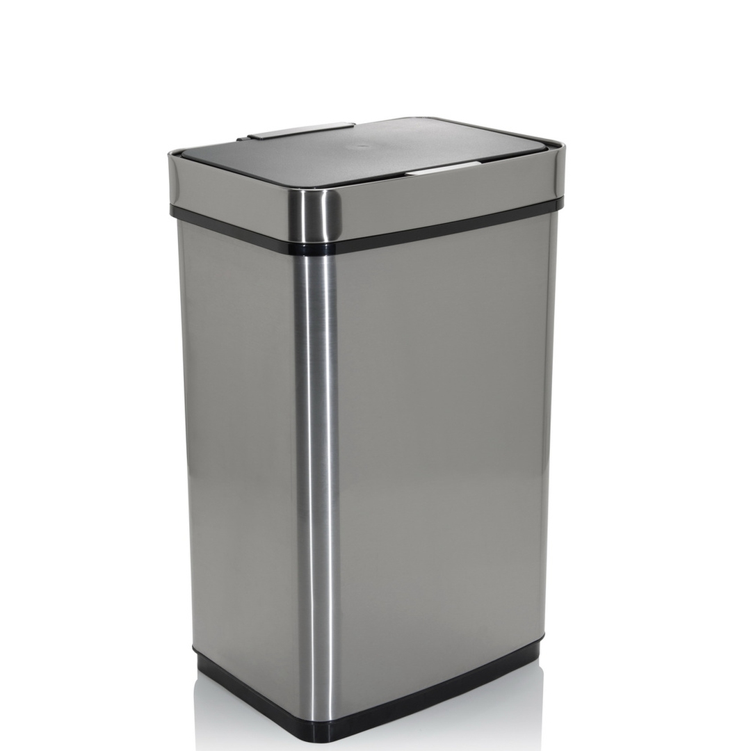 HJH Abfallsammler Mülleimer CLEAN IV mit Sensor 60L Stahl silber
