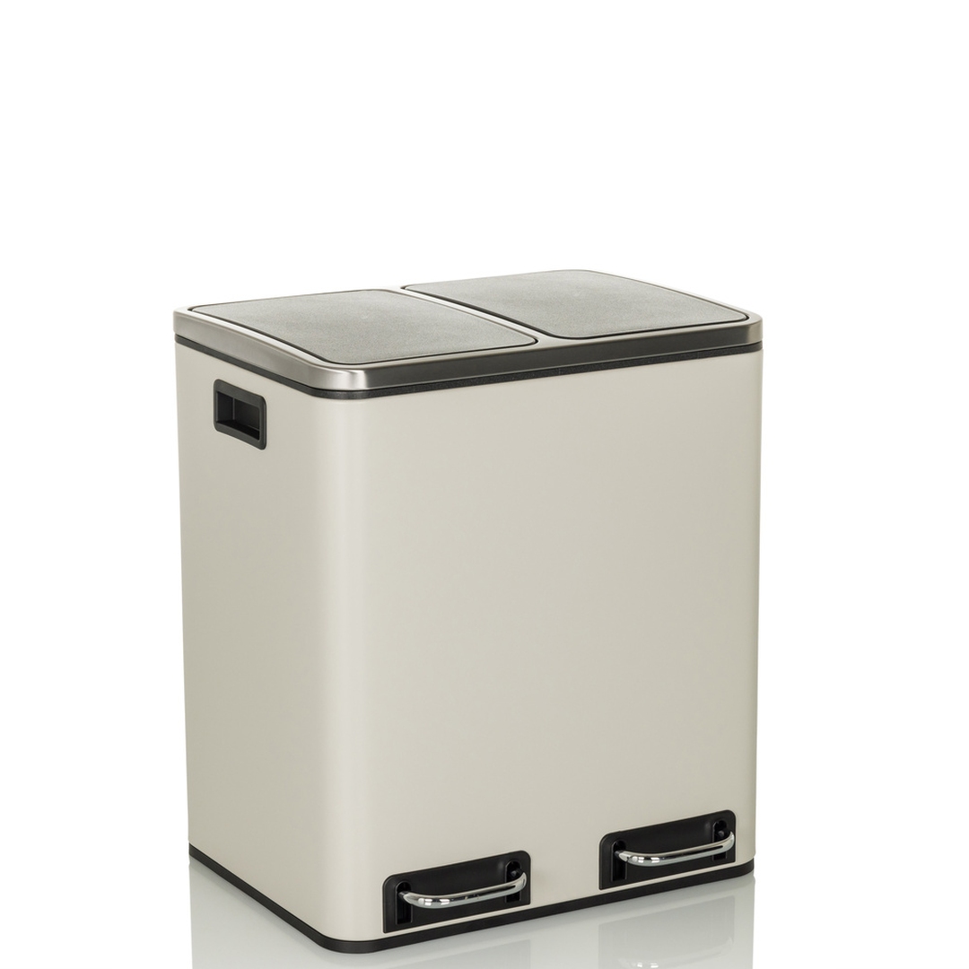 HJH Abfallsammler Mülltrennsystem CLEAN IX 30L (2x15L) Stahl beige