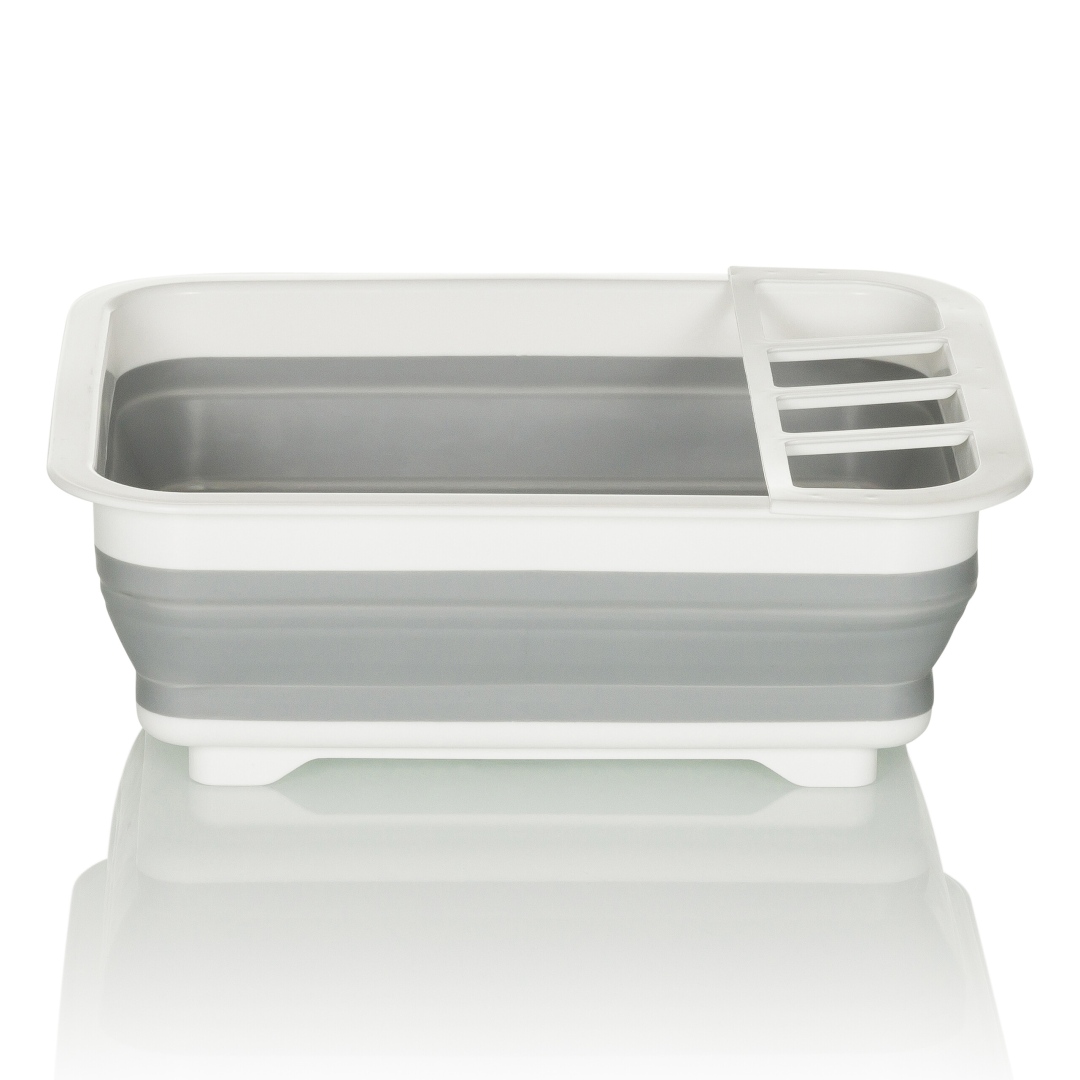 HJH Abtropfwanne Abtropfgestell CLEAN SIL faltbar, Silikon grau/weiß