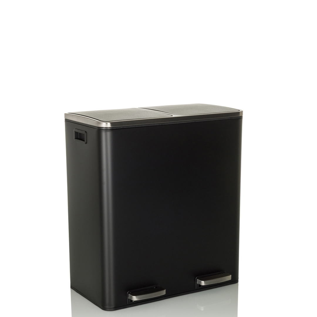 HJH Abfallsammler Mülltrennsystem CLEAN XI 60L (2x30L) Stahl schwarz