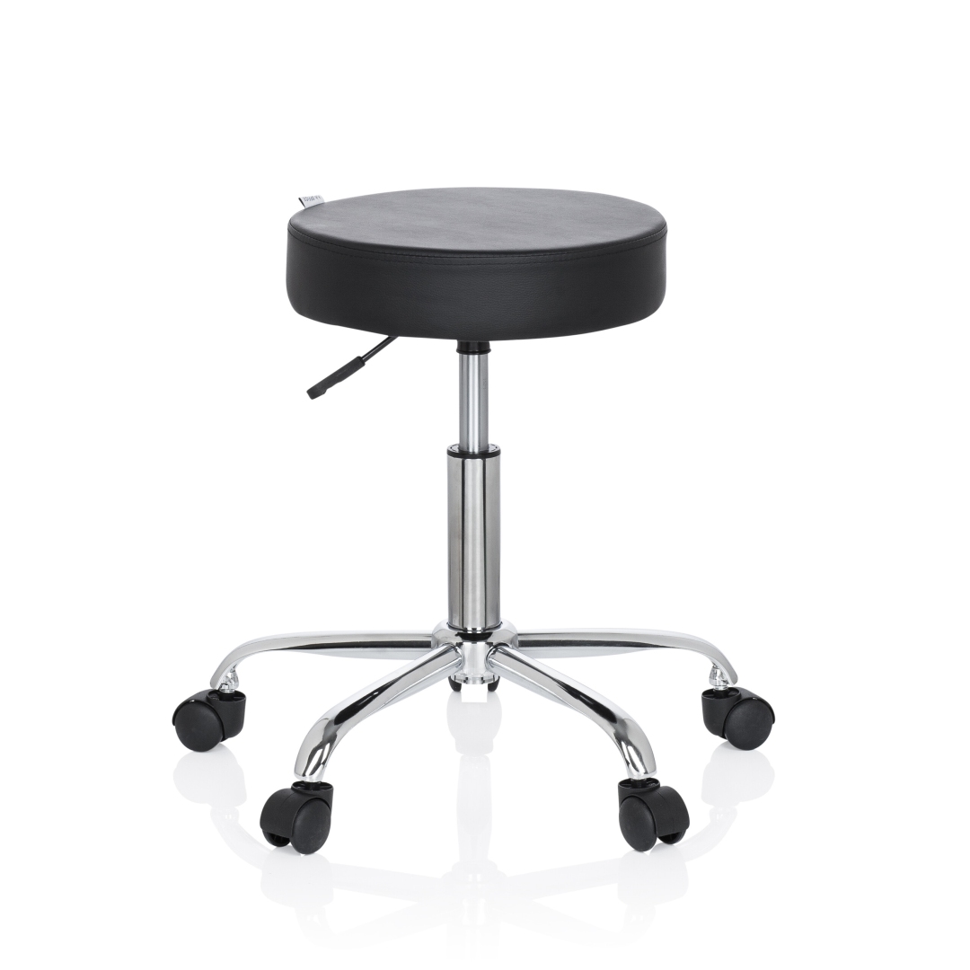 HJH Hocker Drehhocker Arbeitsstuhl OPERATOR II Kunstleder Chrom
