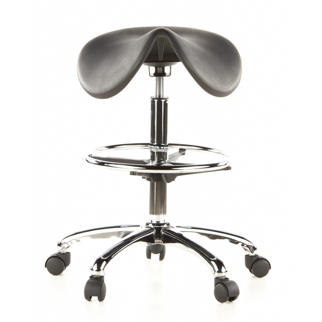 HJH Hocker Drehhocker Arbeitsstuhl Sattel TOP WORK 13 Hartschaum schwarz Chrom