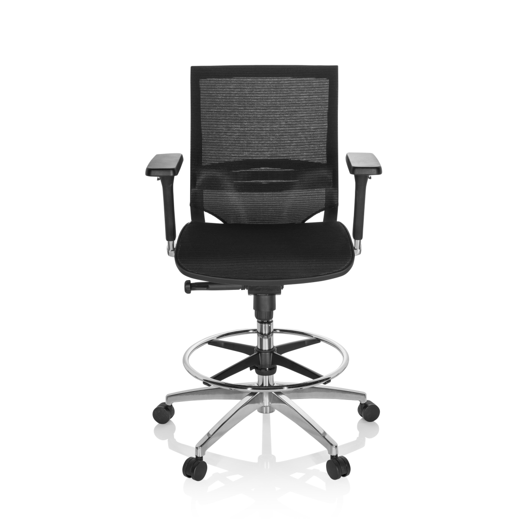 HJH Arbeitsstuhl Counterstuhl TOP WORK 78 Netz schwarz/schwarz