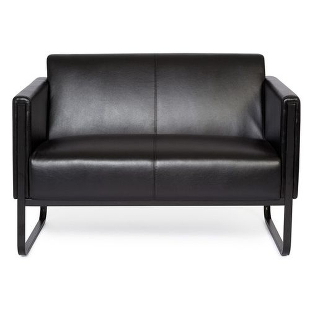 HJH Loungesofa BALI BLACK Gestell schwarz Kunstleder glatt 2-Sitzer schwarz
