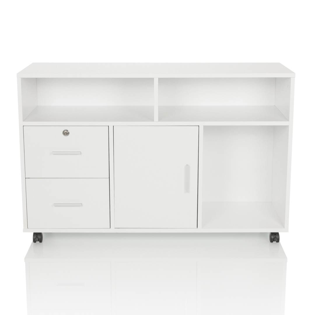 HJH Rollcontainer Mobiler Aktenschrank ORGANISER PRO 100x35x65 weiß weiß