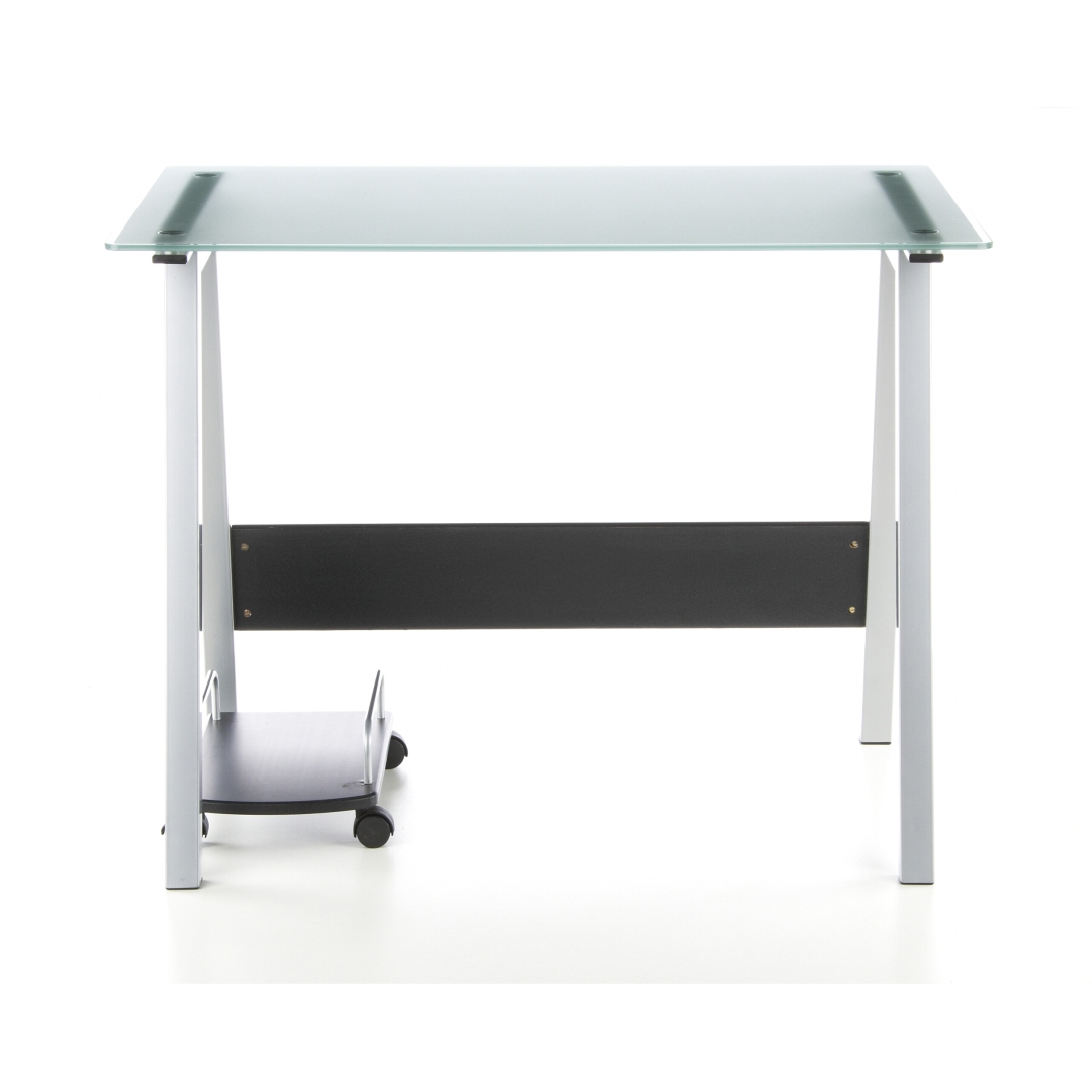 HJH Computertisch Schreibtisch Glastisch DELPHI Satin-Glas Silber